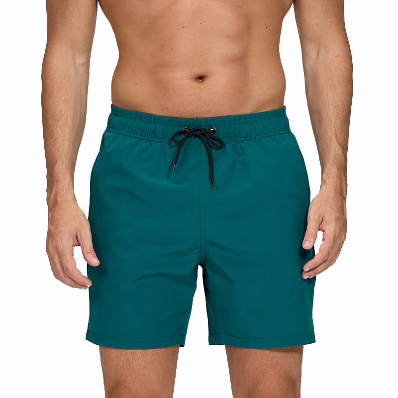 Escatch Brand 2025 Men's Stretch Swim Trunks Quick Dry Beach Shorts With Zipper Pockets and Mesh Lining