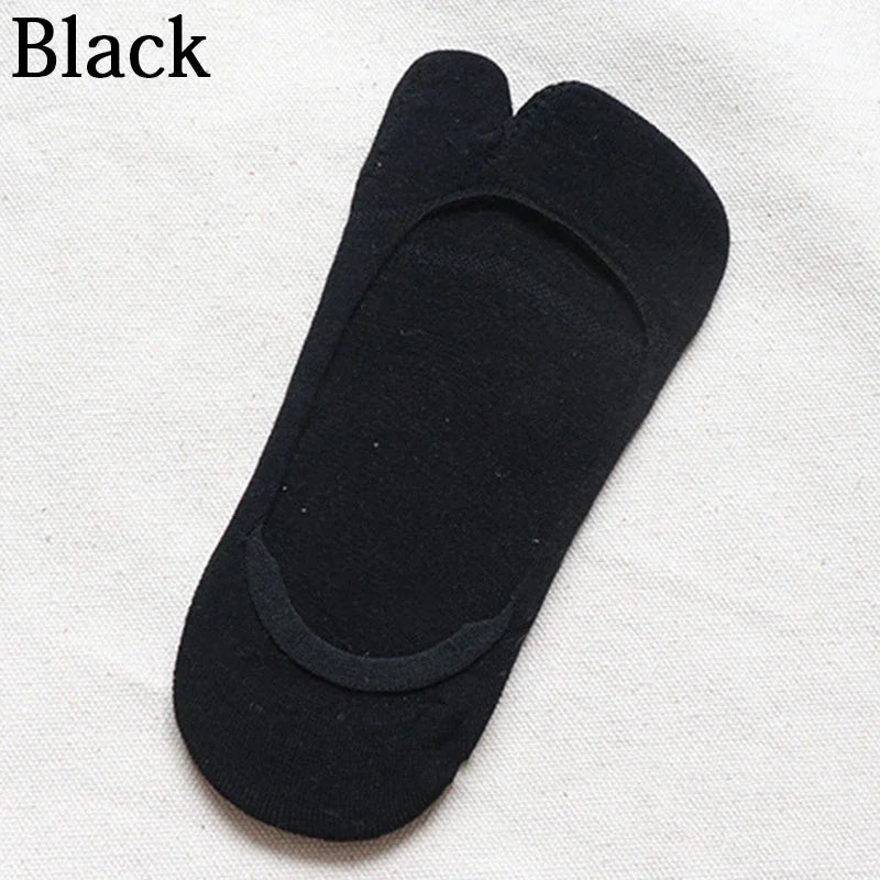 Women Two Finger Socks Summer Thin Non-slip Invisible Low Cut Boat Sock Solid Breathable Cotton Tabi Socks Comfortable