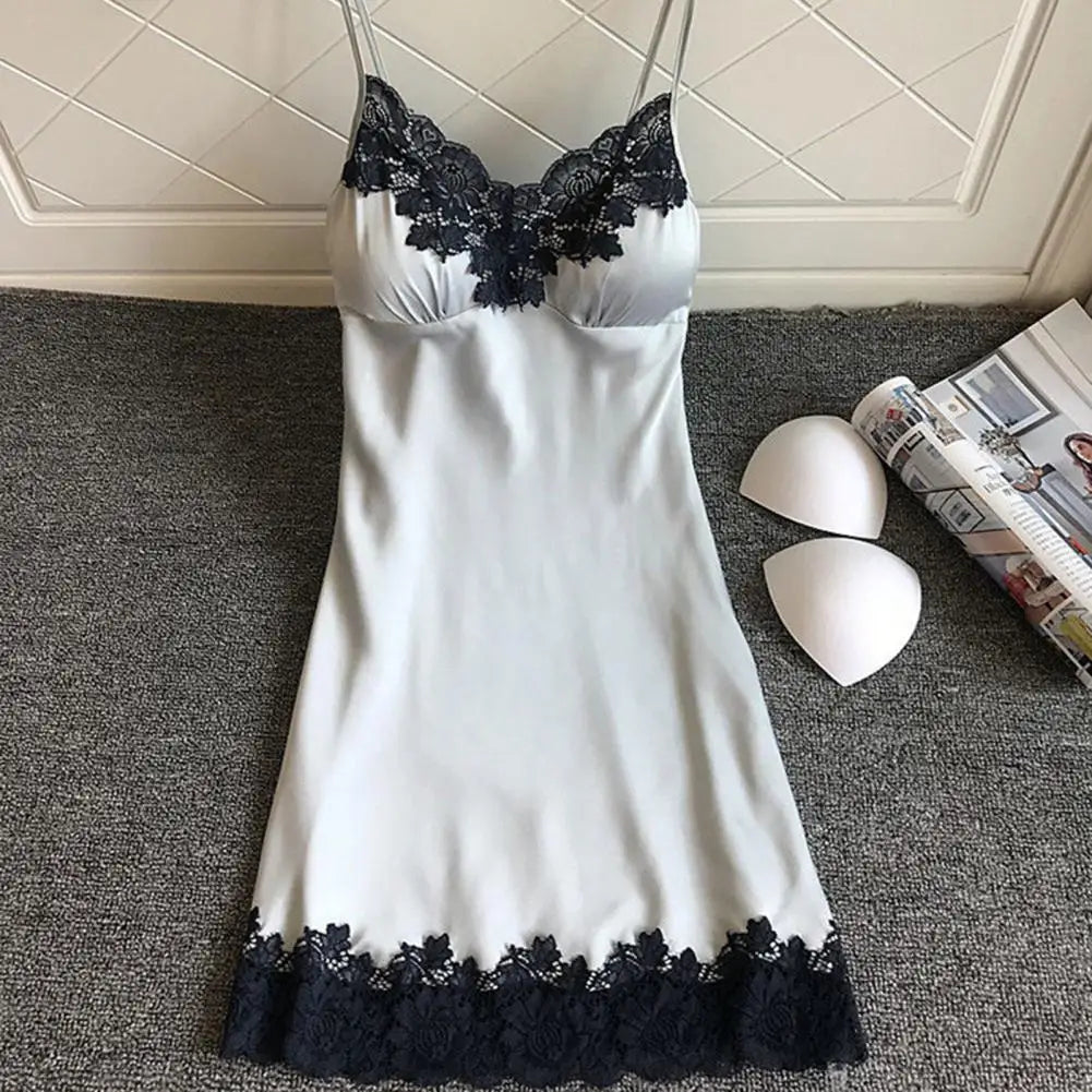 Summer Night Dress Women Sleepwear Nightwear Pure Color Lace Nightdress for Women Sleeping Nightgown Pajamas пижама женская