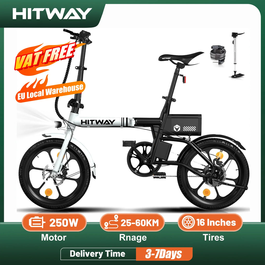 HITWAY BK 35S Electric Bike, 16 ”E cycling 250W City E-Bike Max.Range 25-60KM woman man