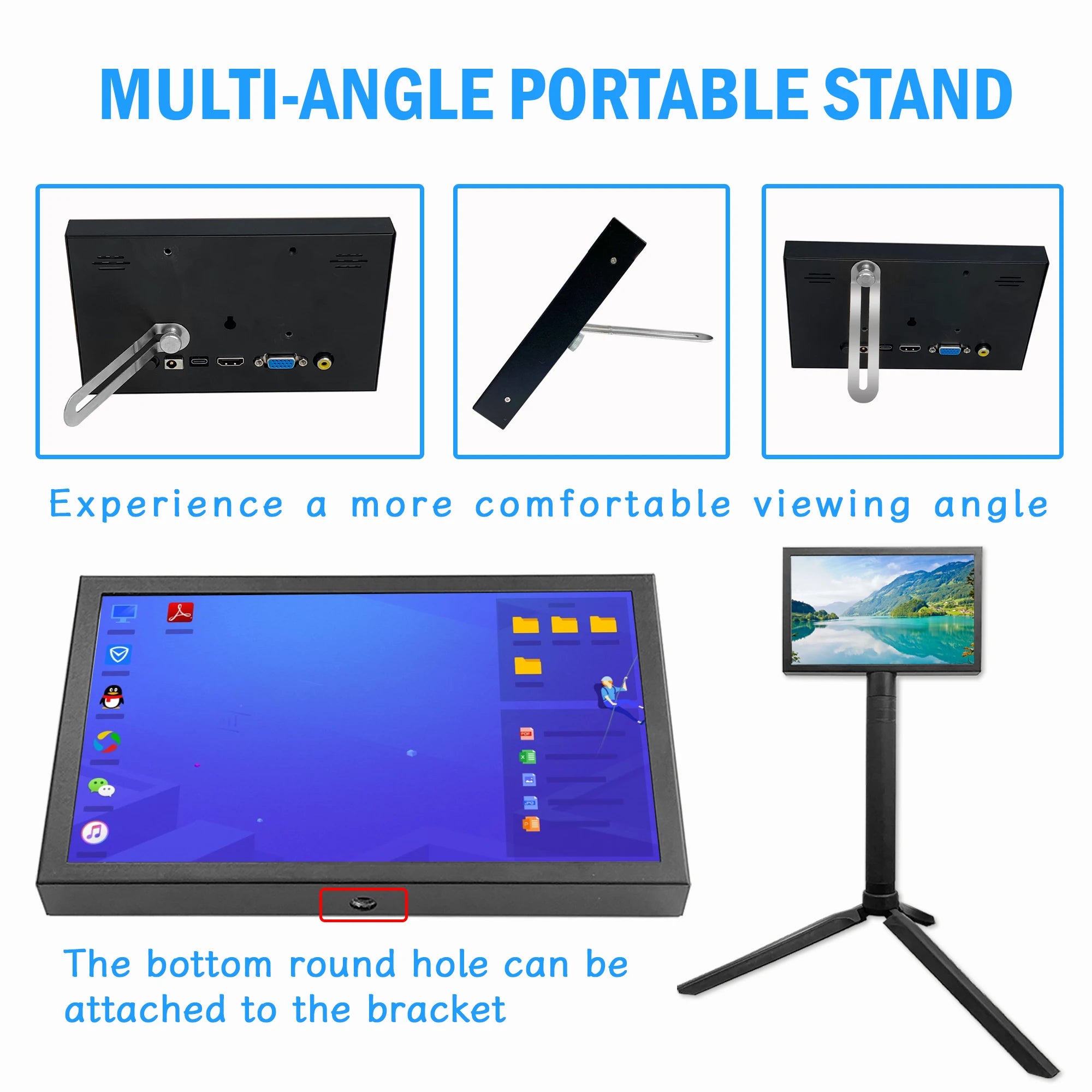 EM713 Mini 7 Inch Industrial Screen HD 1024x600 HDMI-compatible Monitor TFT Panel Metal Housing With VGA AV DC BNC Input 5V/1A