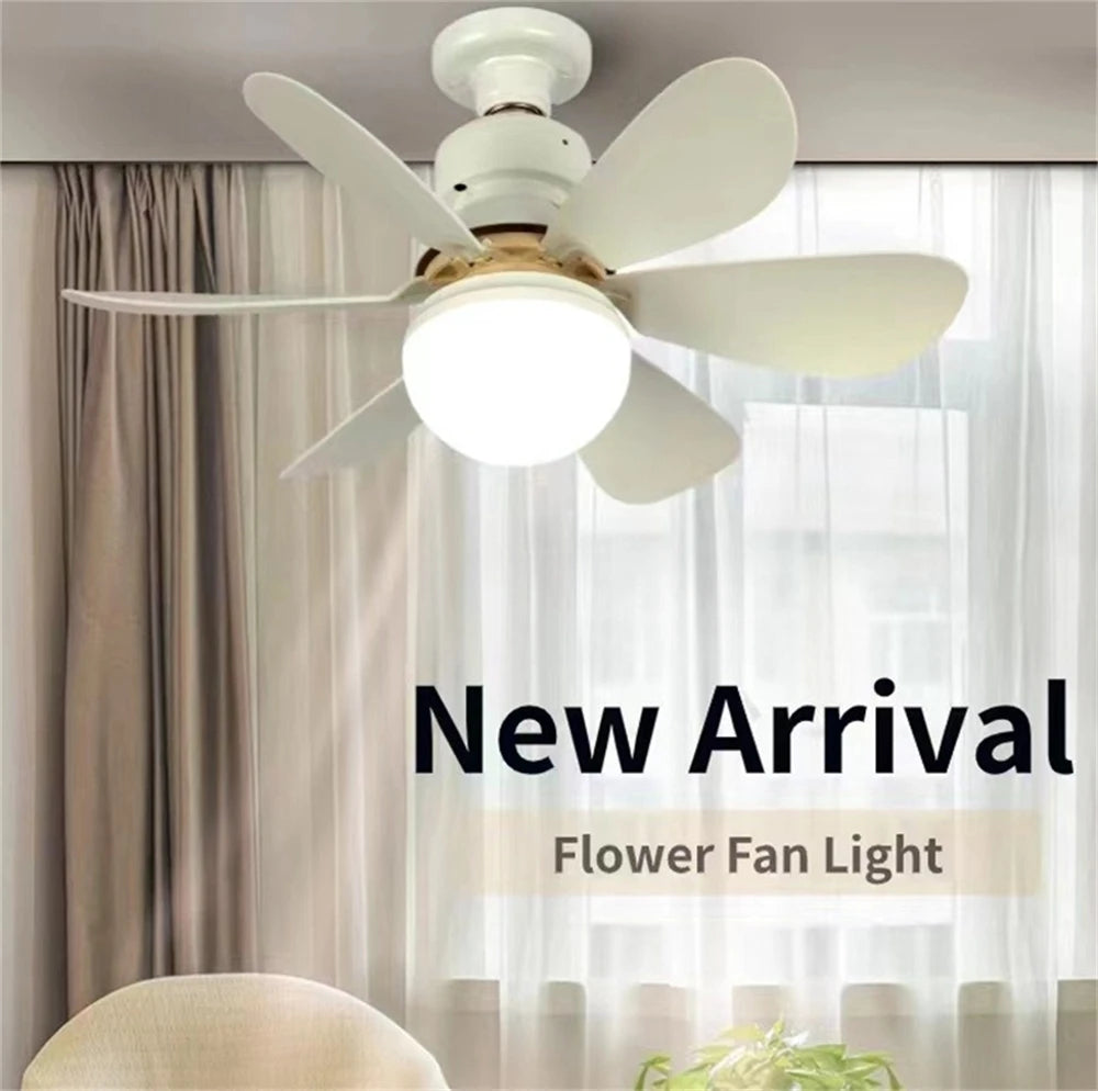 E27 40W 52Cm Ceiling Fan With Led Light Remote Control White For Kitchen Bedroom Dining Room Patio