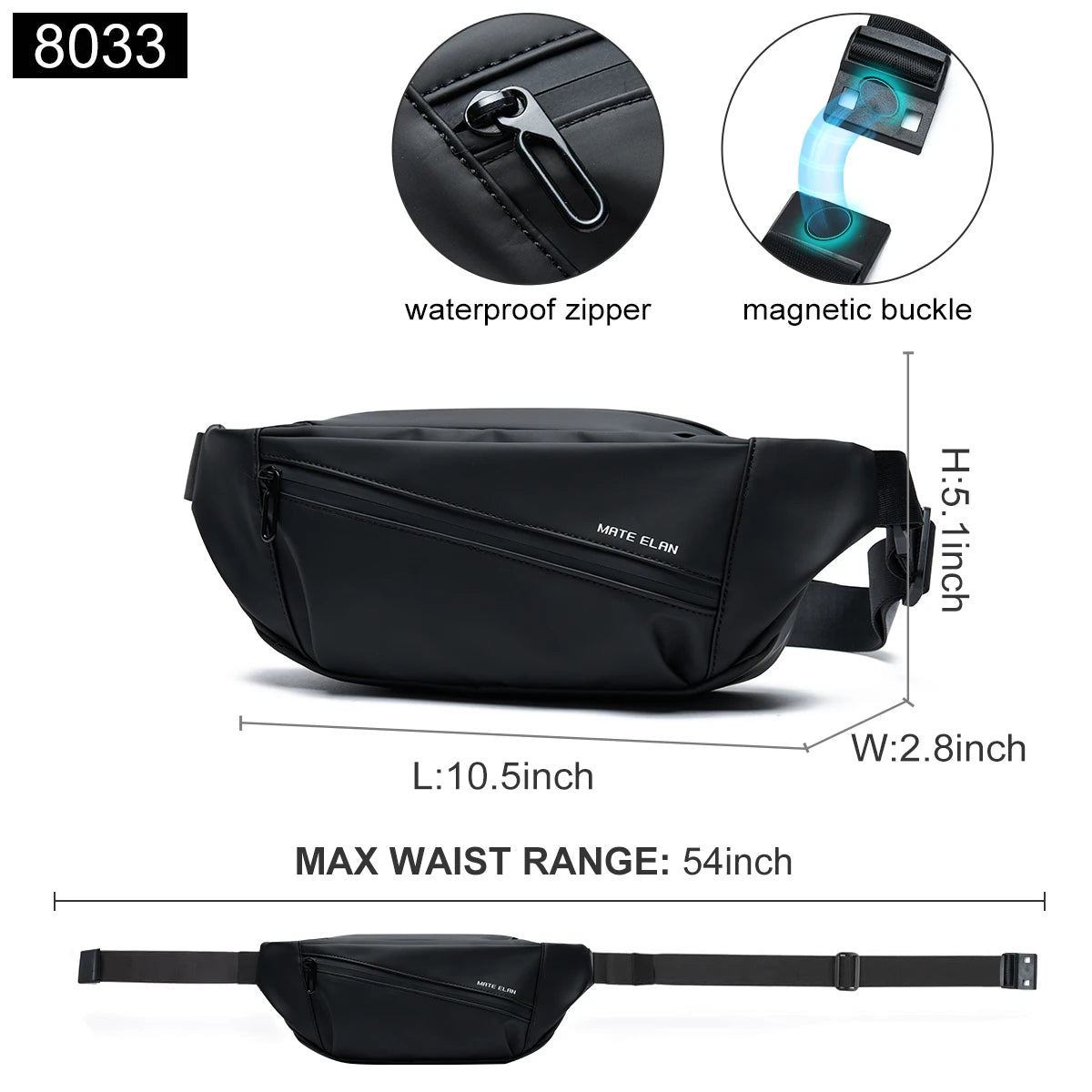 Fashionable Solid Waterproof  Men's Crossbody Shoulder Bag Daily Travel Sports Fanny Pack Bumbag Trend Phone Waist Bag