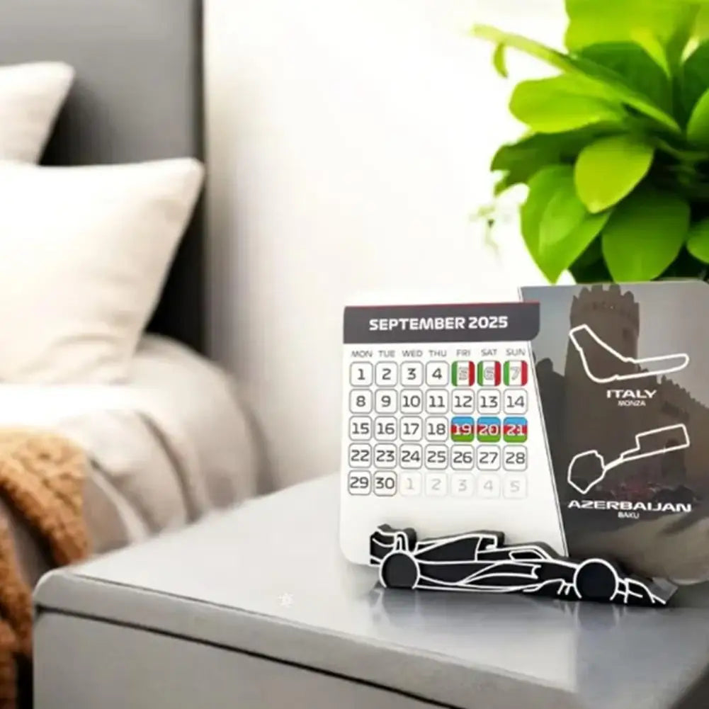 F1 2025 Calendar, Formula 1 Racing Calendar 2025 Desktop Decoration, 2025 Desktop Calendar With F1 Car Stand