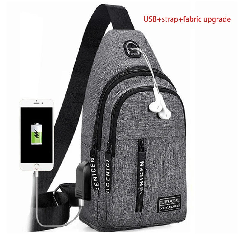 Travel Men's Handbags USB Chest Bag Designer Messenger Crossbody Bags Water-Proof Shoulder Bag Diagonal Package Sports Back Pack