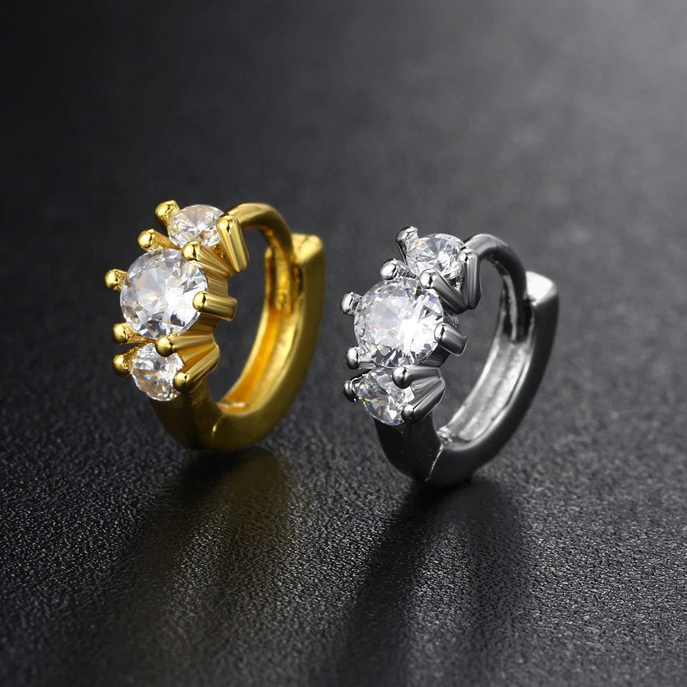 Stainless Steel Hoop Earring Women Zirconia Crystal Piercing Ear Daith Helix Tragus Lobe Cartilage Stud Earring Piercing Jewelry