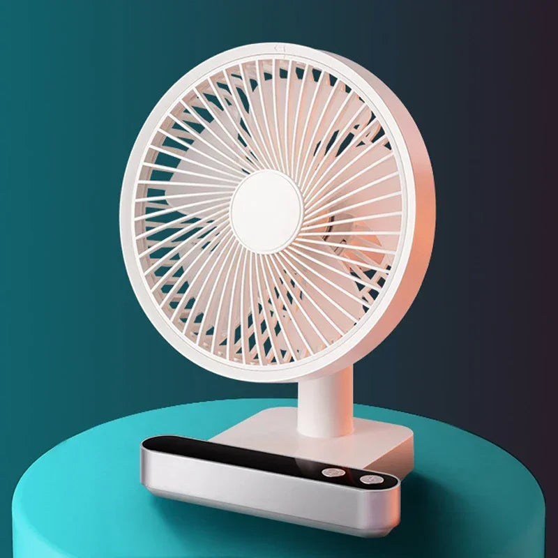 USB Rechargeable Oscillating Desk Fan 4 Speed Settings 5000mAh Mini Table Cooling Fan Adjustable Head Home Office Personal Fan