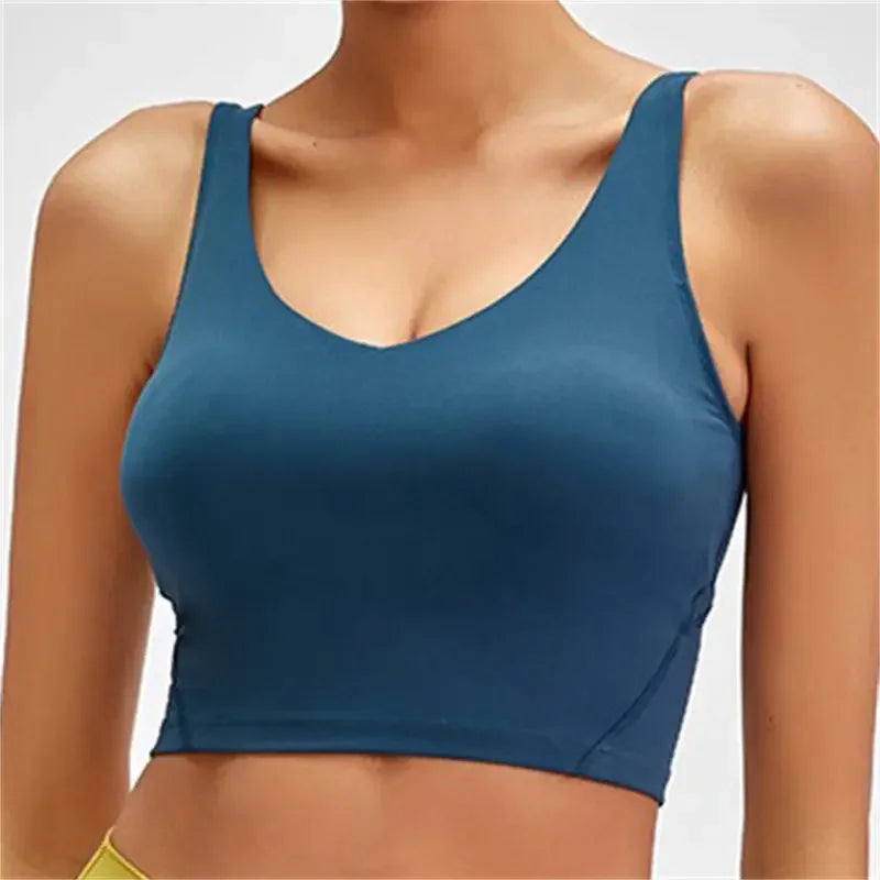 Nepoagym PASSION Tank Top with Shelf Built In Bra Crop Top with Removable Padding Longline Sports Bra for Yoga Gym