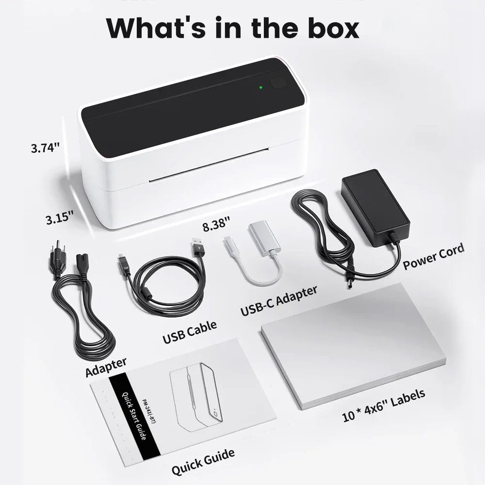 Phomemo 241 Bluetooth Shipping Printer Thermal Wireless Label Printer 108mm Compatible with iPhone Android Mac Window Wide Used