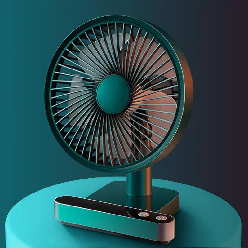 USB Rechargeable Oscillating Desk Fan 4 Speed Settings 5000mAh Mini Table Cooling Fan Adjustable Head Home Office Personal Fan