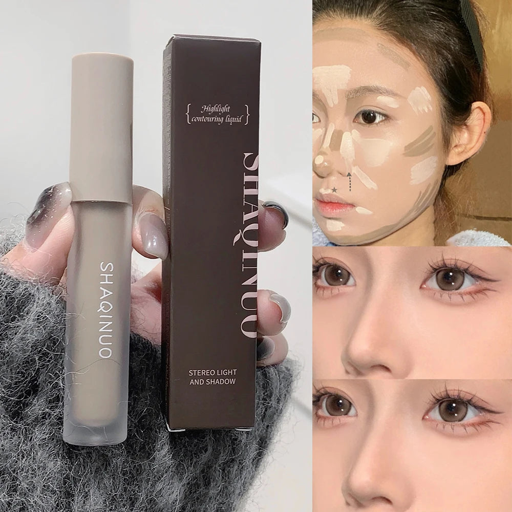 Facial Liquid Contour Stick Concealer Contouring 3D Cement Grey Nose Shadow Cream Brighten Highlighter Bronzer Concealer Makeup