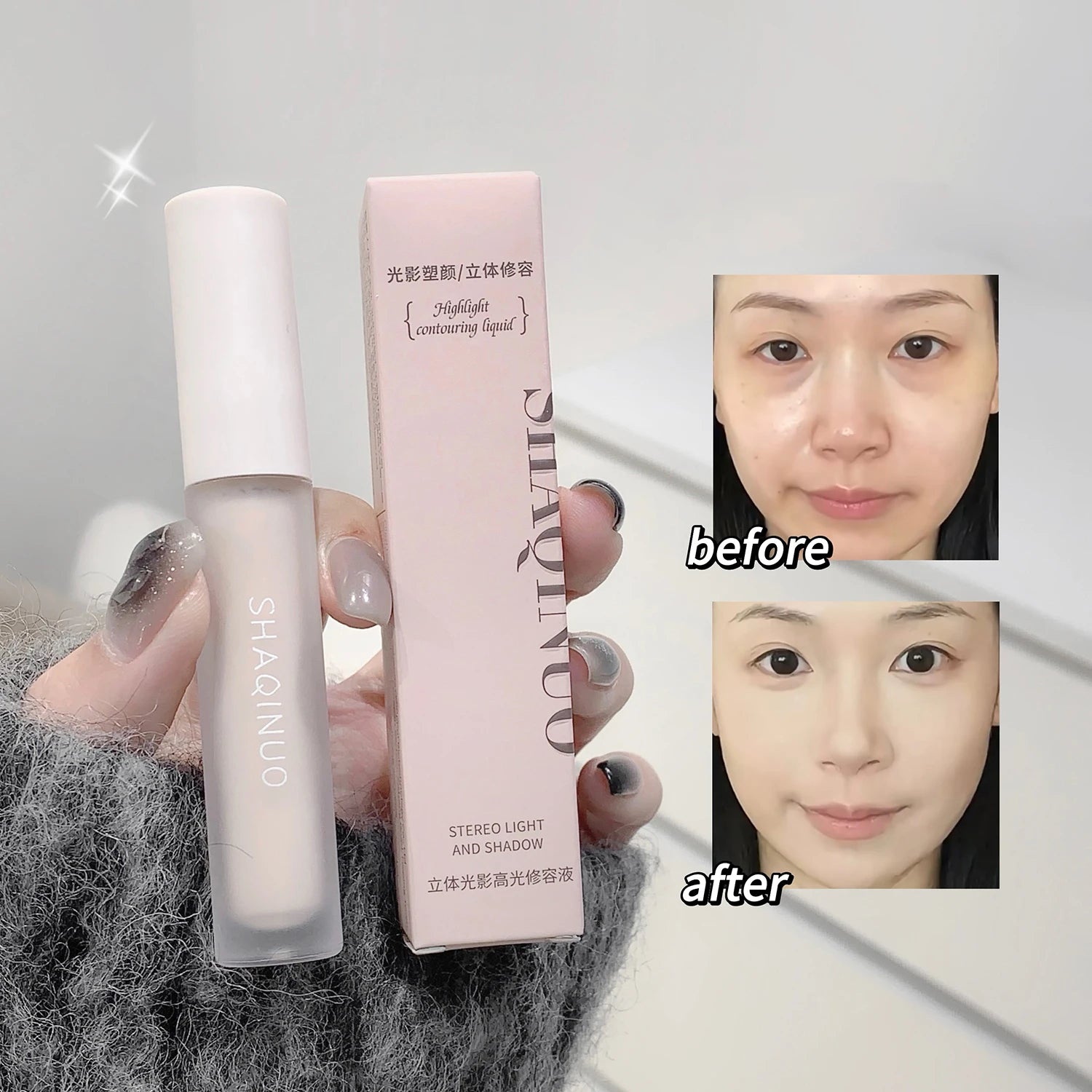 Facial Liquid Contour Stick Concealer Contouring 3D Cement Grey Nose Shadow Cream Brighten Highlighter Bronzer Concealer Makeup