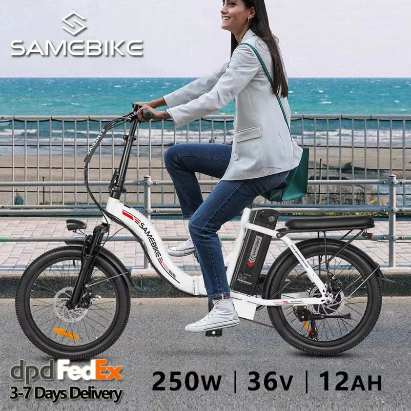 Samebike CY20 Folding Electric Bike Adults City ebike with 36V 12Ah Removable Battery
