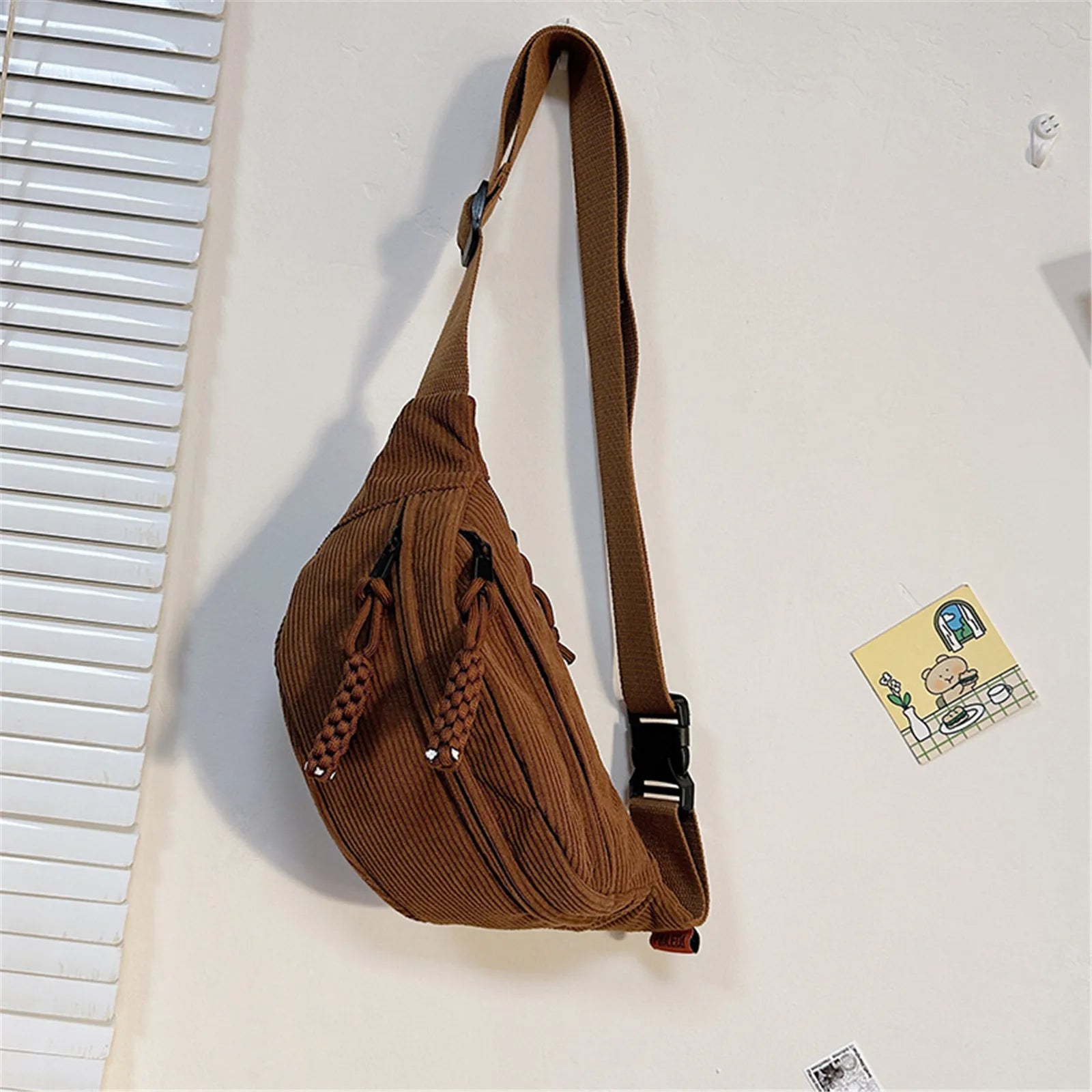 New Casual Corduroy Belt Bags for Women Simple Fashion Fanny Pack Female Banana Waist Bag Hip Purse Shoulder Crossbody Chest Bag