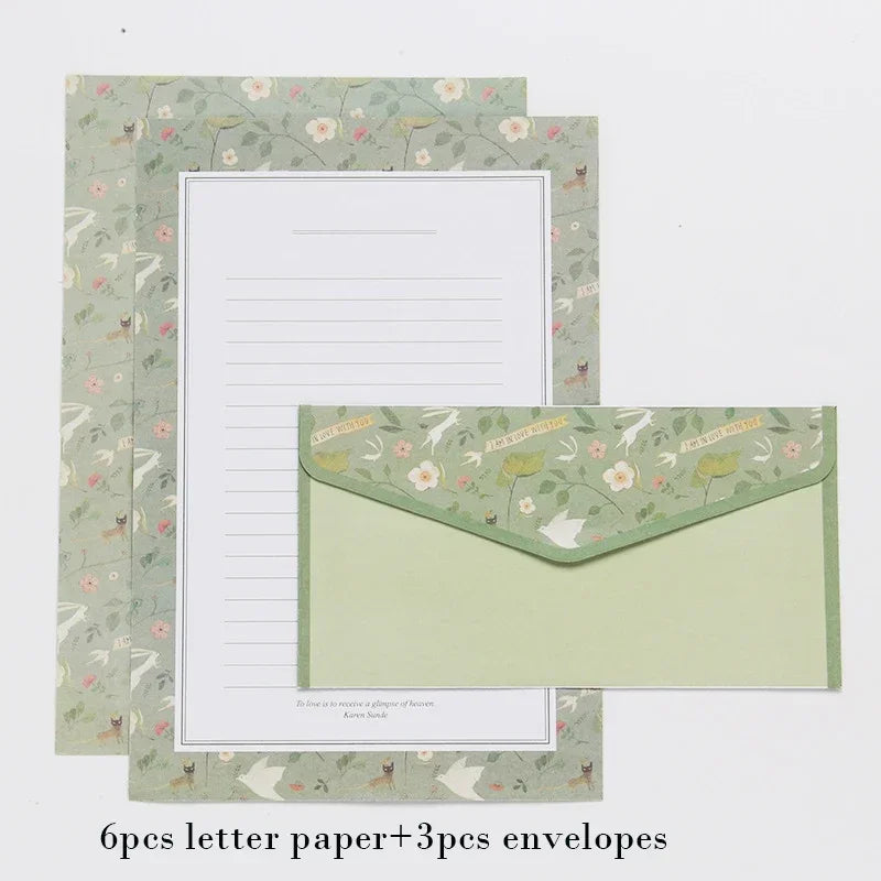 9pcs Cute Envelopes Set Kawaii Letter Pads DIY Postcard Wedding Invitation Card Paper Cover Korean Stationery Office Supplies