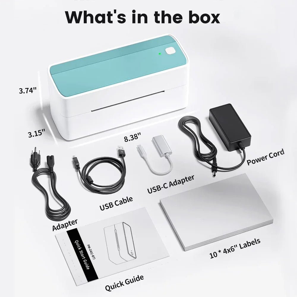 Phomemo 241 Bluetooth Shipping Printer Thermal Wireless Label Printer 108mm Compatible with iPhone Android Mac Window Wide Used