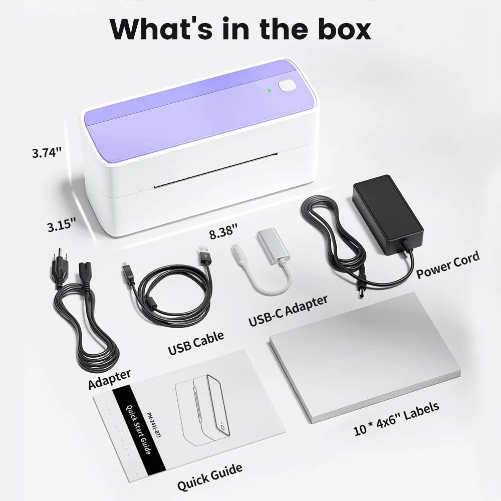 Phomemo 241 Bluetooth Shipping Printer Thermal Wireless Label Printer 108mm Compatible with iPhone Android Mac Window Wide Used