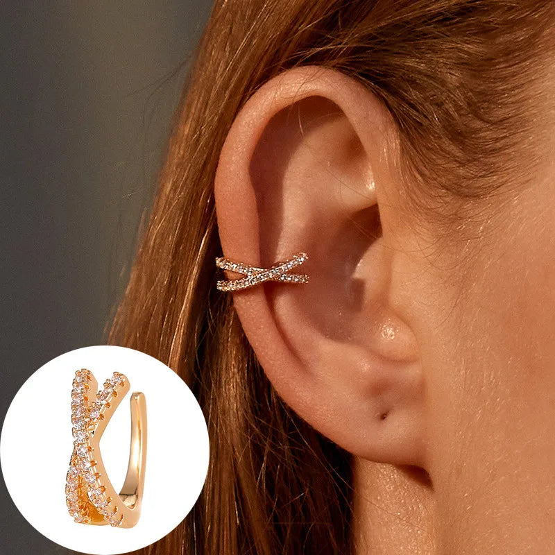 VAGZEB Bohemian NO Piercing Crystal Rhinestone Ear Cuff Wrap Stud Clip Earrings For Women Girl Trendy Earrings Jewelry Bijoux