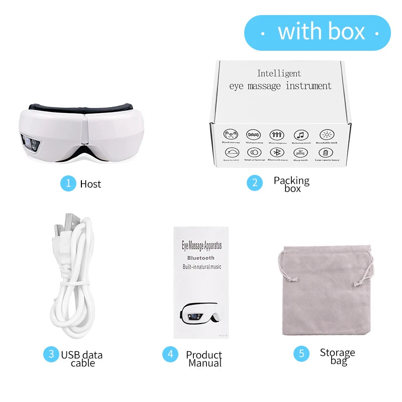 6D Smart Eye Massager Vibration Airbag Compress Eye Care Instrument Bluetooth Music Eye Massage Glasses Eye Relax Fatigue