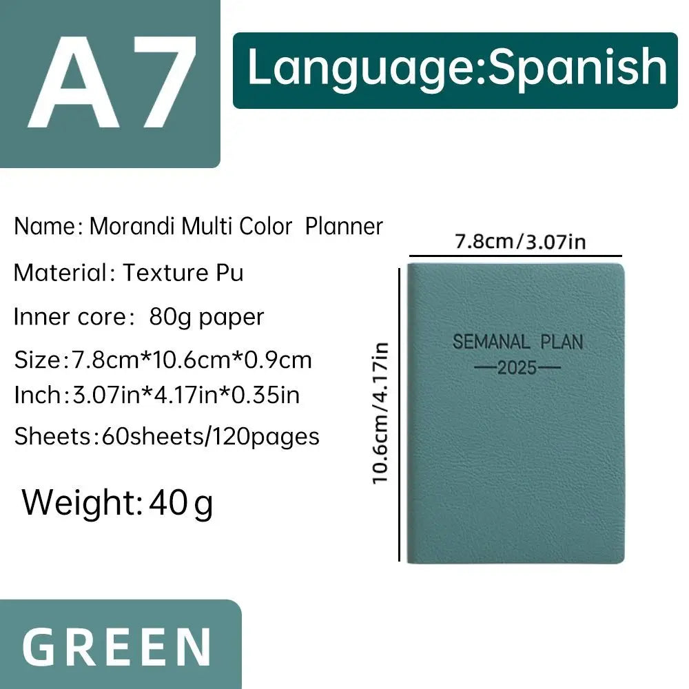 Minimalist A5 2025 Agenda Book with Calendar To Do List A5 Notebook Spanish Morandi Color 2025 Planner Notebook School Office
